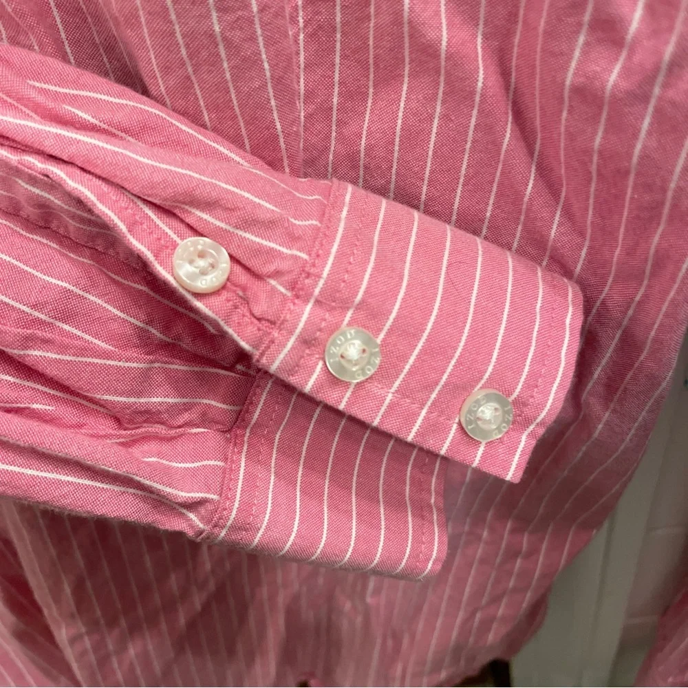 Izod Button Down Shirt Blouse Pink Striped Sz Small - Picture 3 of 11
